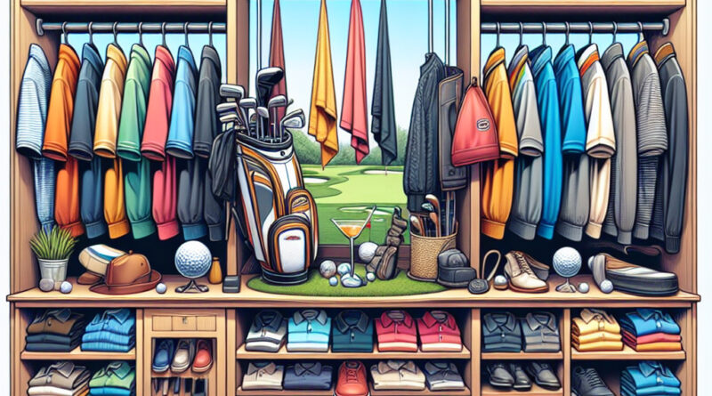 Porządek w szafie z ubraniami do golfa.